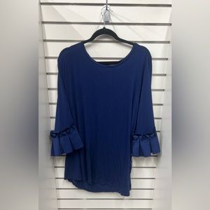 Lane Bryant 26W / 28W Blue Ruffle Sleeve Top
